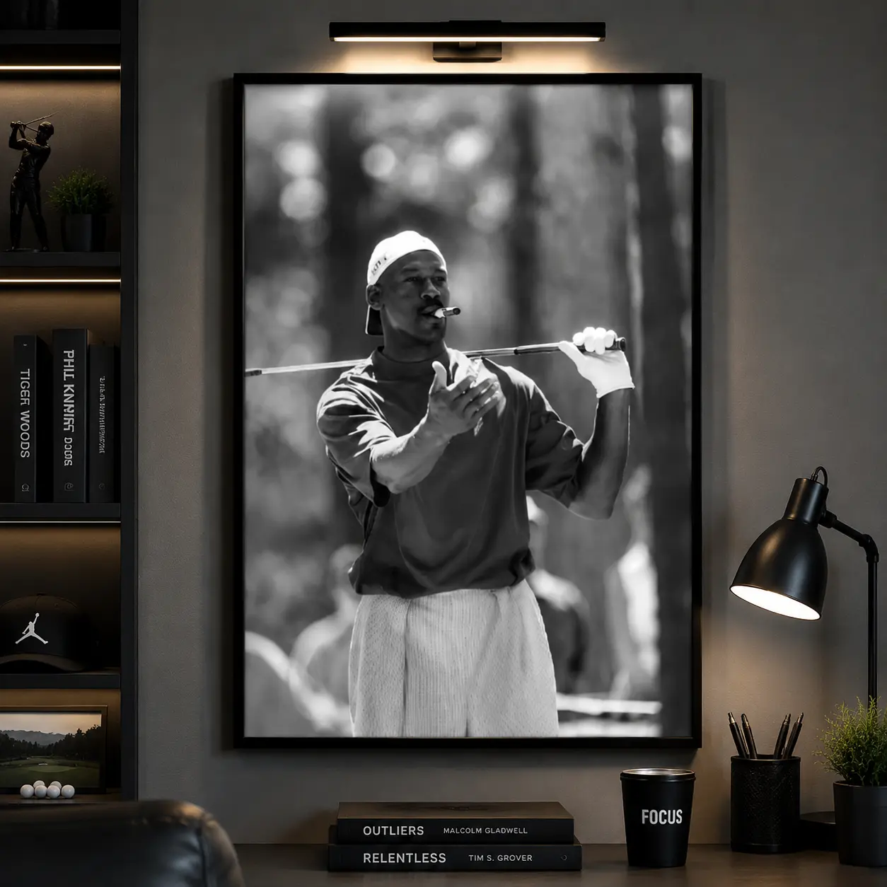 Michael Jordan Golf Wall Art, Black & White Sports Poster, Iconic Athlete Print, Golf Decor for Home Office or Game Room international athlete poster sports fan wall decor Sports moment poster canvas wall art print room decor gift