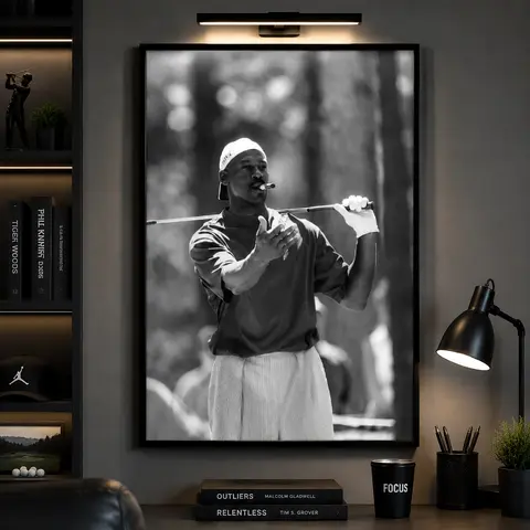 Michael Jordan Golf Wall Art, Black & White Sports Poster, Iconic Athlete Print, Golf Decor for Home Office or Game Room international athlete poster sports fan wall decor Sports moment poster canvas wall art print room decor gift