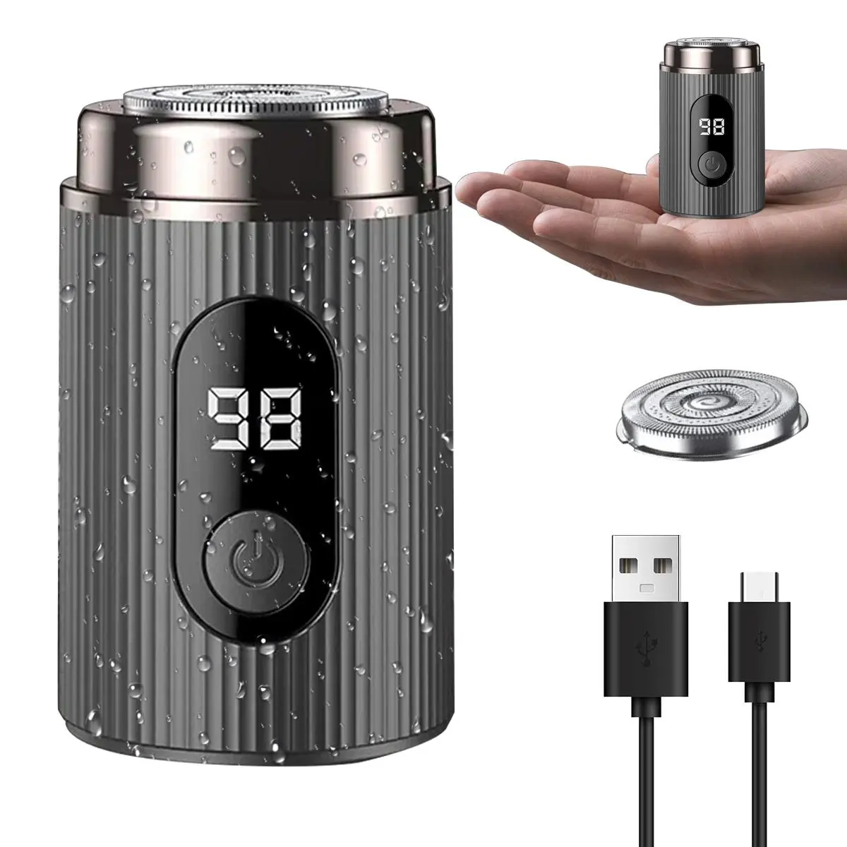 Mini Portable Electric Shaver for Men | IPX7 Waterproof, Ultra-Thin 3D Floating Head, Type-C Fast Charge, Wet Dry Travel Razor