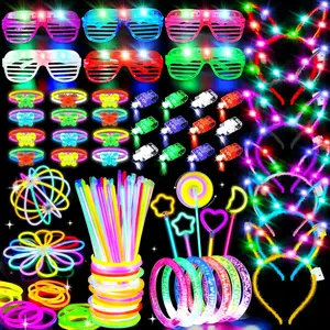 156Pcs Glow In The Dark Party Supplies for Kids/Adults, 4th of July Light Up Accessories LED Bracelet Necklaces Glasses Headband Glow Sticks Bulk Party Pack Neon Disco Birthday Pool Party Decorationsfidget toys