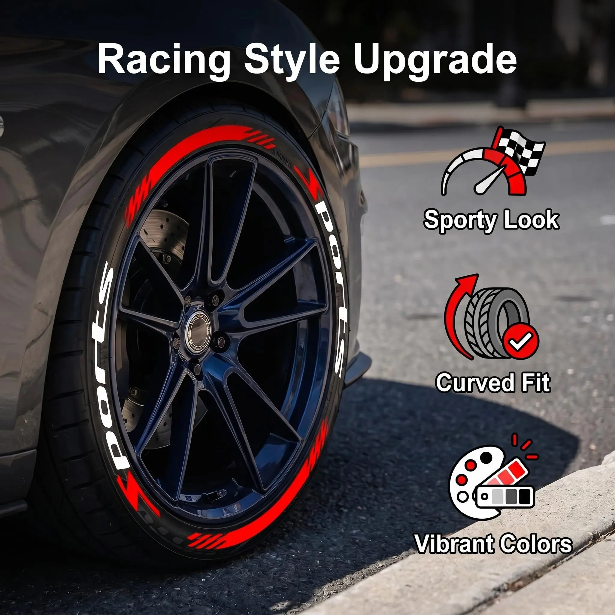 Competitive Sports Style Car Wheel HUB Decorative Stickers, Racing Decals, Waterproof UV Resistant, High-Temperature Proof, Universal Fit for Cars Suvs