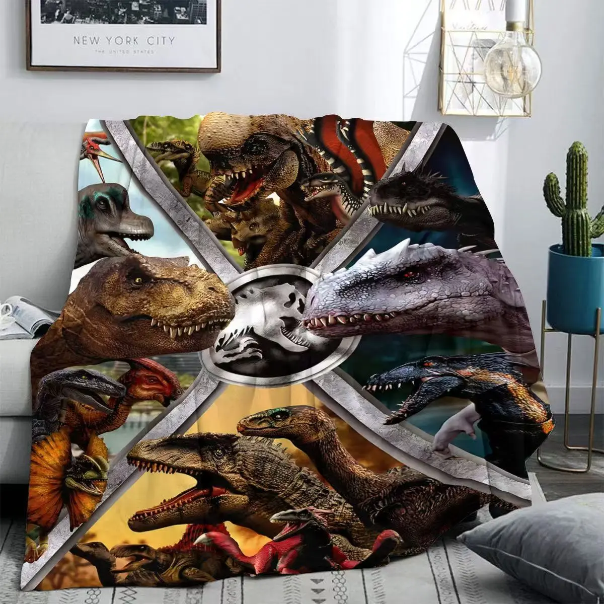 【Epic Dinosaur Cozy Throw Blanket! Soft Flannel for Men & Women, Great for Home, Office & Travel, Grab it in our Summer Sale Deal】
