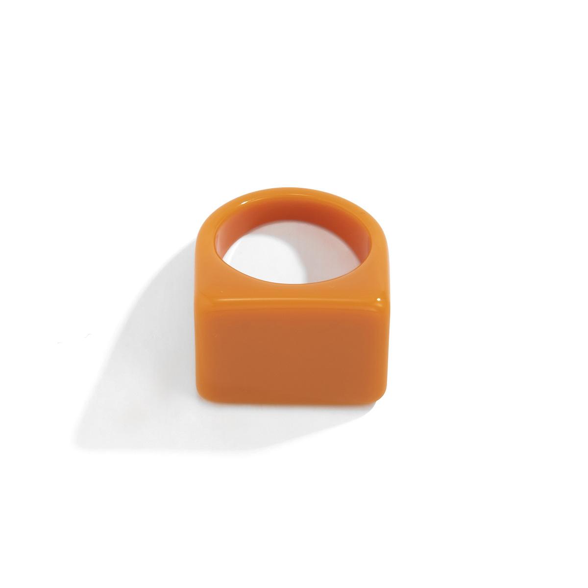 Trendy Colorful Acrylic Plain Ring Geometric Square Wide Resin Band Fashion Minimalist Jewelry for Women Men