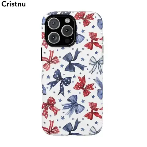 Cristnu Patriotic TPU Waterproof Cellphone Case - Red White Blue Stars Flag Mixed Color, 4th of July Independence Day Protection for iPhone 17 Series/17 Pro Max, Samsung Galaxy S25, Women's Cowboy Club Accessories, Cute Gift