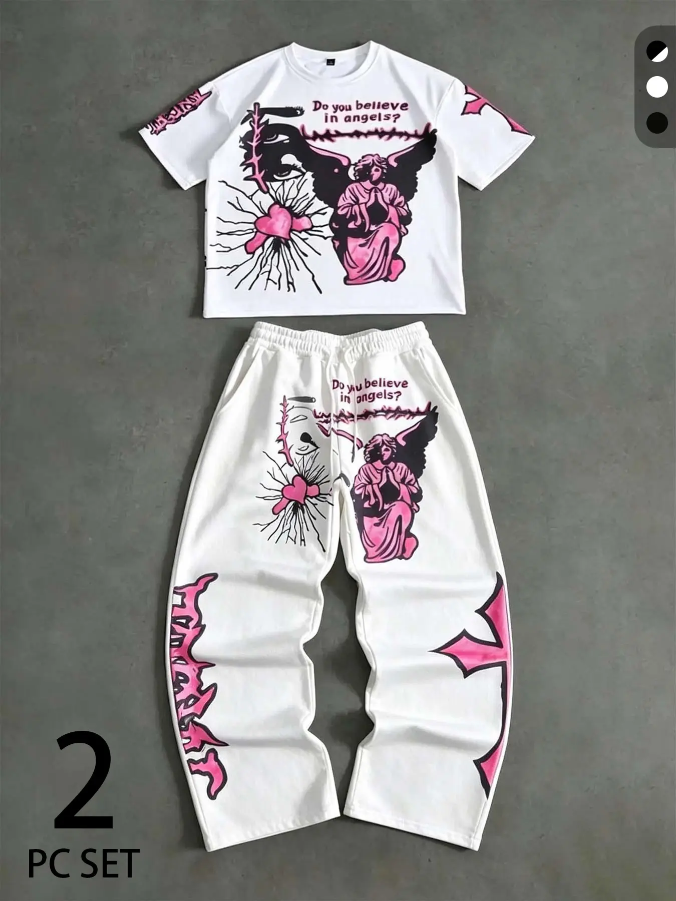 and Print Cotton T-Shirt and Pants Set, Comfortable Home Wear, Street Style, Fitted, Ideal for Daily Casual Outing
