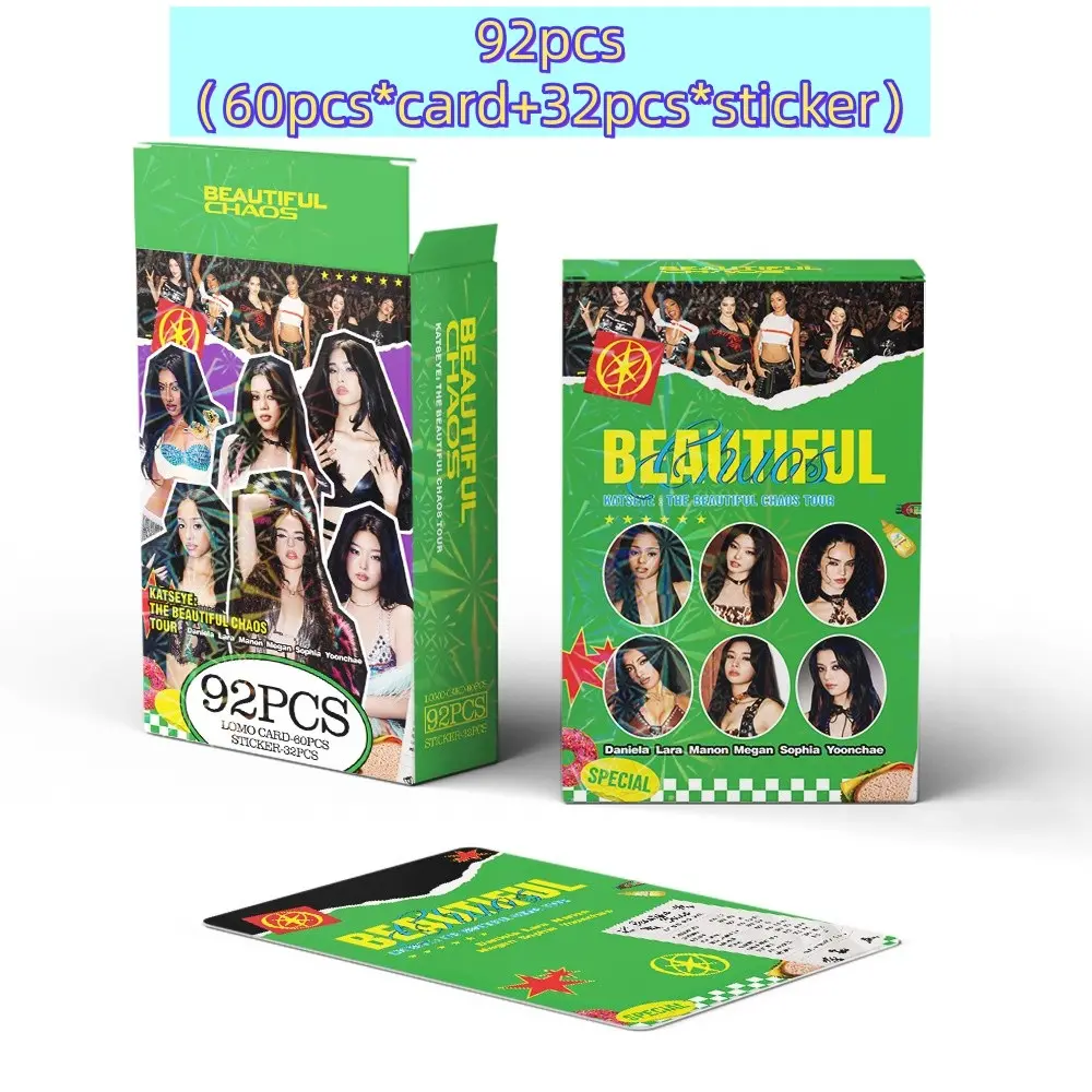 92 Pcs Katseye Album Photo Cards & Stickers Set, 60 Photos + 32 Stickers, Wall Decor, Scrapbook, Party, Valentine's Day Gift, Christmas Gift