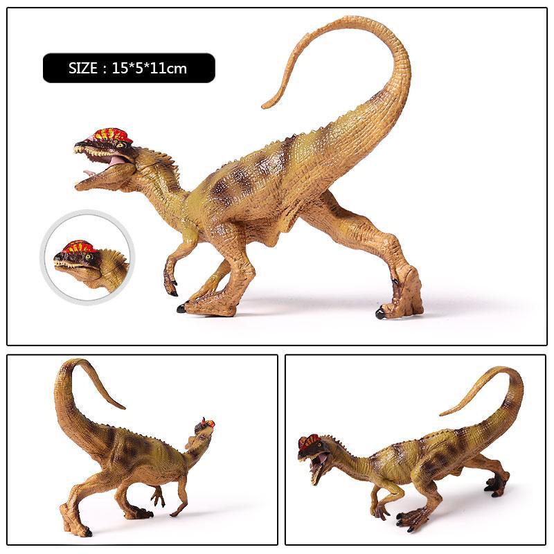 Oenux Jurassic Carnivorous Dilophosaurus Solid PVC Dinosaur Toy Action Figures Animal Model Collection Kids Gift