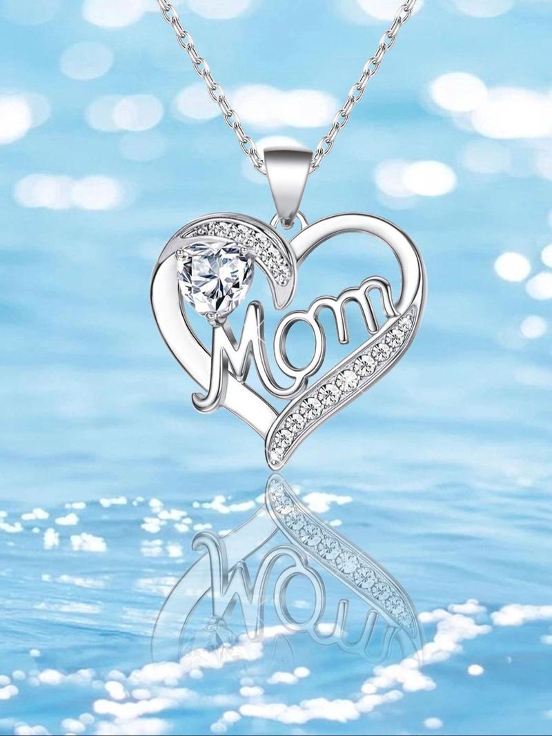 Heart Design Pendant Necklace As Gift, Hollow out Rhinestone Decor Necklace with Box, Fashion Dainty Jewelry Accessories for Women, Mother's Day Gifts, Gift Set for Mothers, Gifts for Her