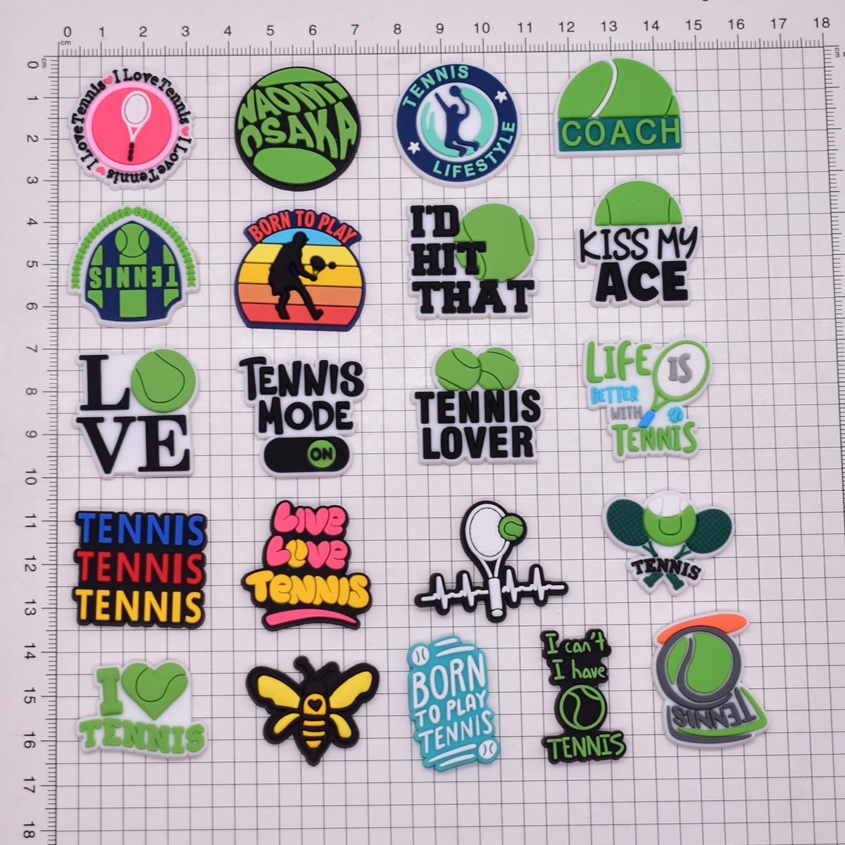 New tennis sports trend DIY accessories, PVC soft adhesive patches for phone cases, hair accessories, and flat decorations