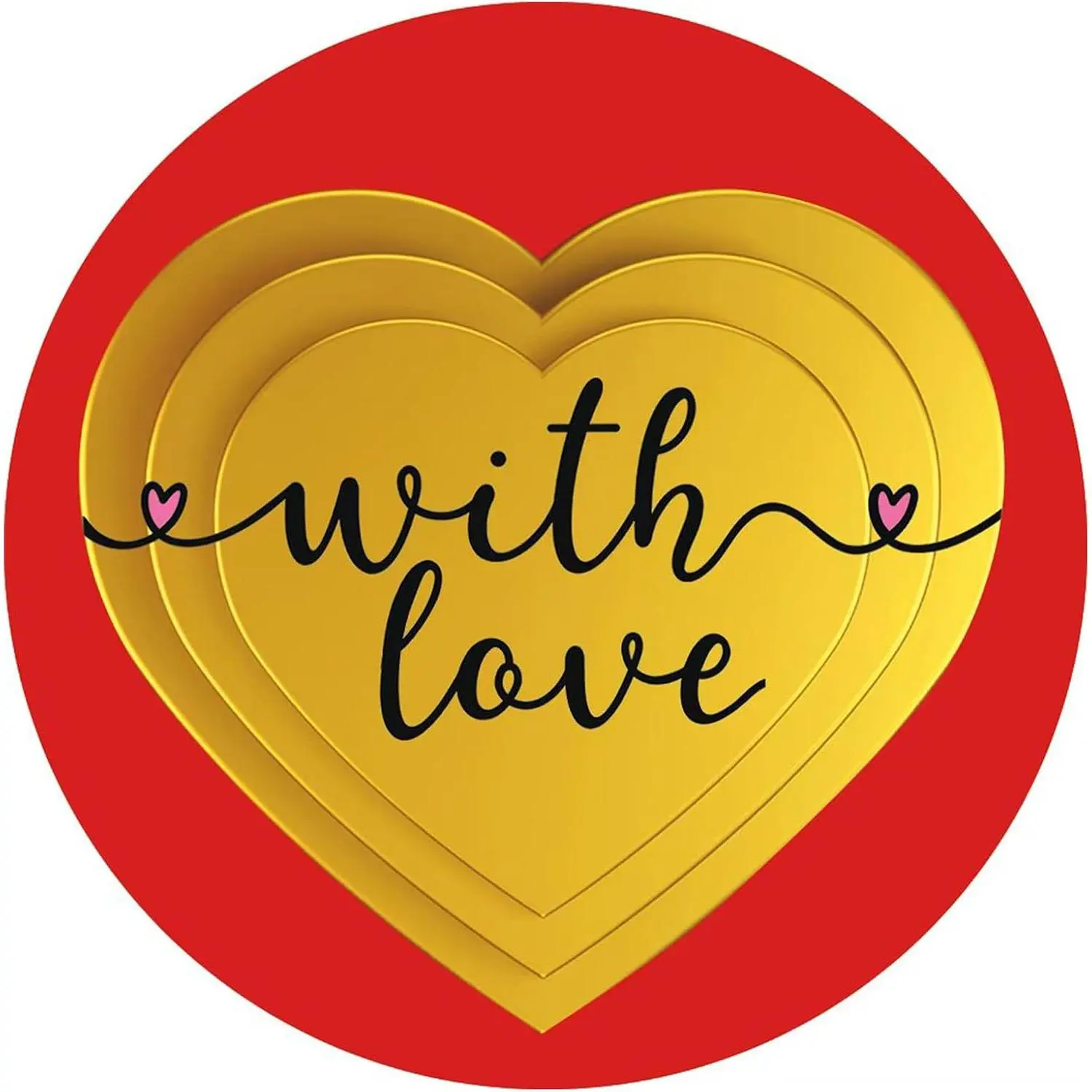 Happy Valentine's Day Stickers, 60 count 2Inch Round Heart Cute Red Valentines Day Tag Stickers for Wrapping