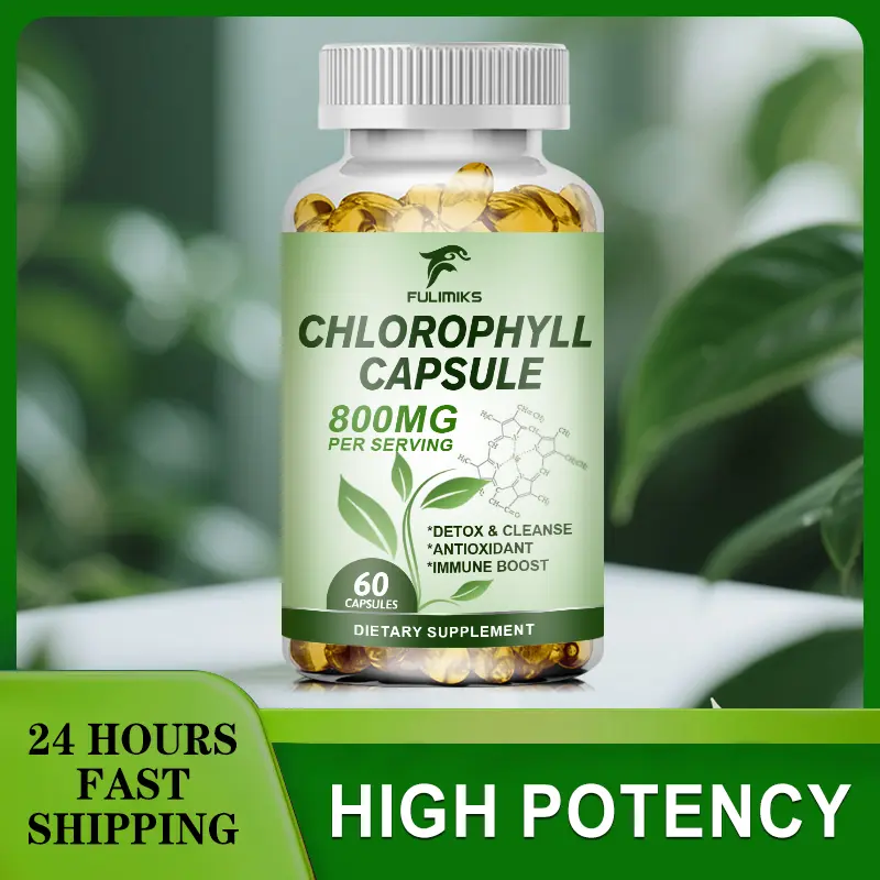 Sodium Copper Chlorophyllin Chlorophyll Capsules 800mg, Natural Plant Chlorophyll Extract for Daily Detox, Internal Cleanse, Antioxidant & Immune Boost, 60 Softgels