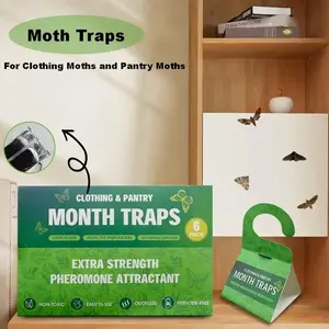 Moth Traps for Clothing & Food Storage, 6-Pack Extra Strength Pheromone Attractant, Non-Toxic & Odorless Sticky Trap for Closet, Wardrobe, Kitchen Cabinet, Cupboard & Storage Room Protection