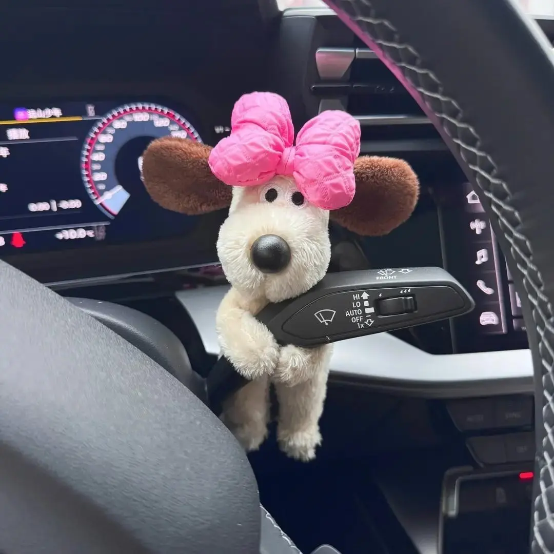 Bow Dog Car Dashboard Ornament, Soft Plush Non-Shedding, Secure Clip Design, Ideal for Car Accessories, Halloween & Christmas Gift