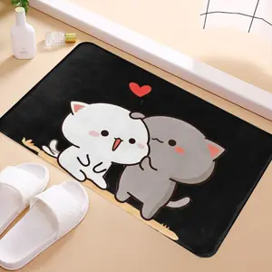 A household doormat made of flannel and thick sponge material, designed with the characters "Bubu" and "Dudu," suitable for use in the living room, kitchen, balcony, and bedroom