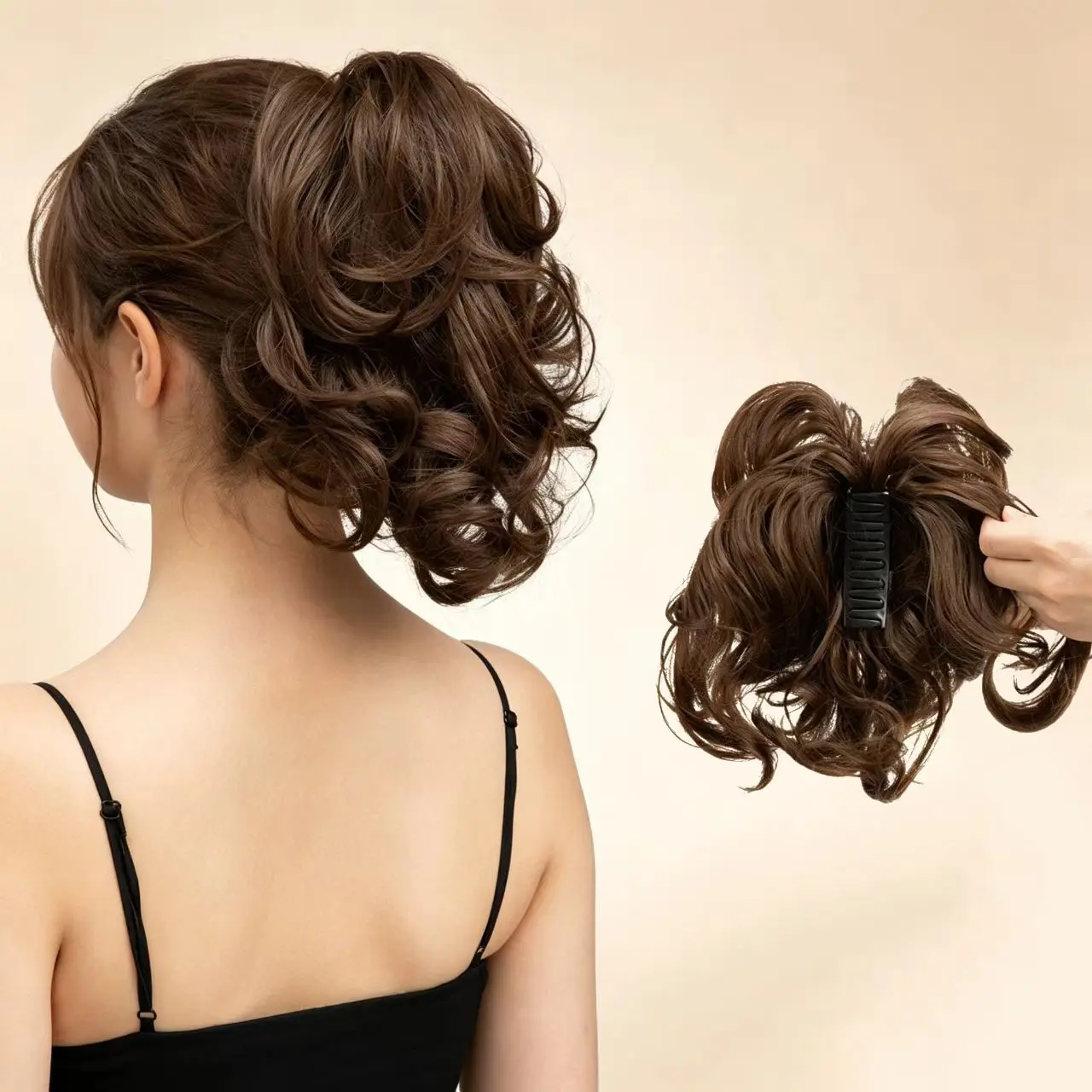 Lazy Style Short Curly Hair Clip Ponytail Wig, Clip On Ponytails, Natural Voluminous Look, Adjustable Versatile Hair Accessory, Perfect for All Occasions