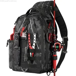 Fishing Backpack Tackle Sling Bag - Fishing Backpack with Rod Holder - Tackle Box Fly Fishing Gifts for Men Women(Accessories not included) Fathersdaygift fishing equipment fishing stuffC37GraceClothStore