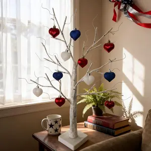 Mini Patriotic 4th of July Tree Ornaments Decorations,12ct 1.57Inch Red White Blue Heart Shaped Baubles for Memorial Day, Independence Day,Veterans Day, Flag Day,American Party Decorationsfidget toys