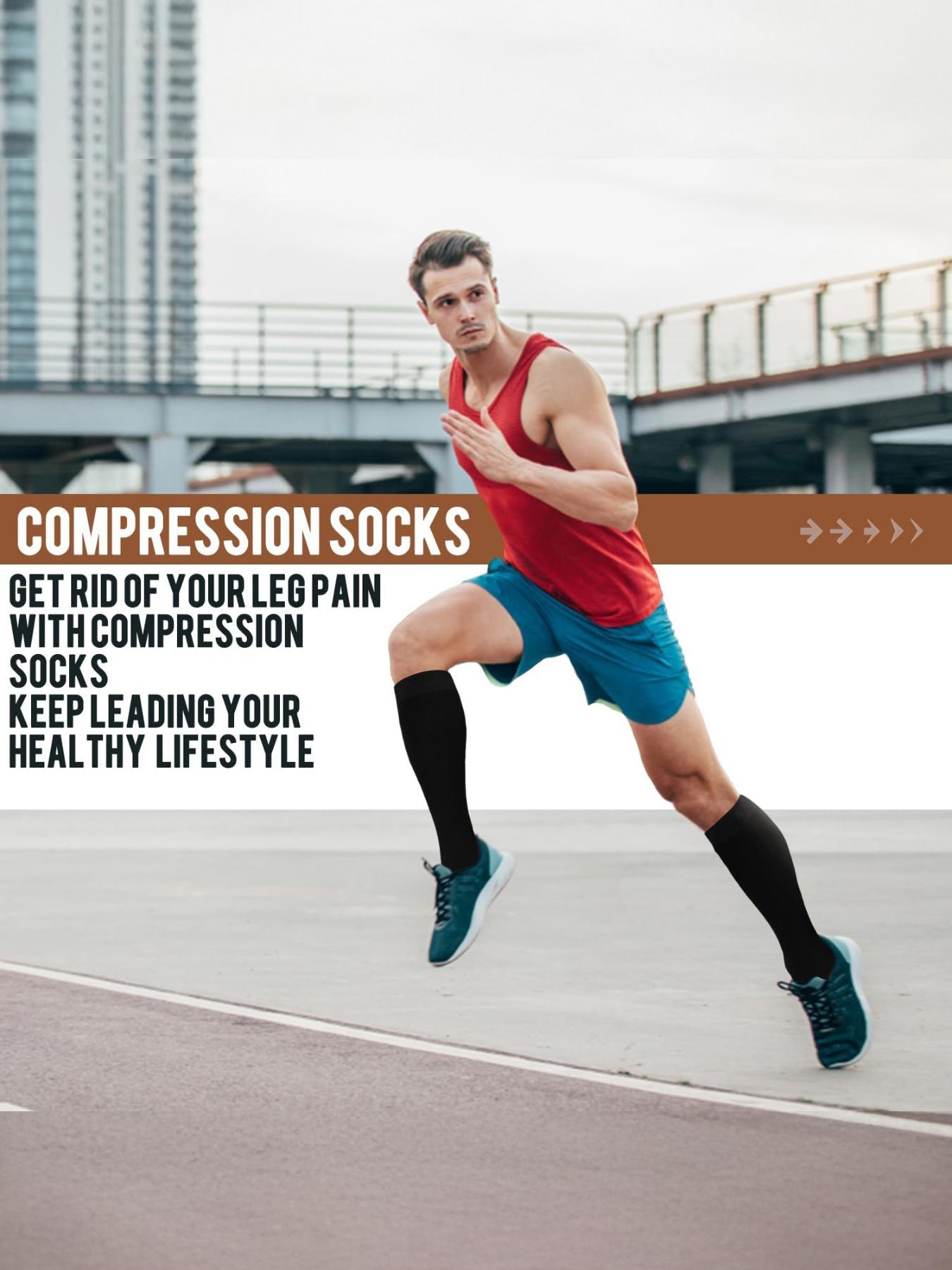 4 pairs of men's and women's compression socks 15-20 mmHg wide calf men's and women's booster socks for circulation, running, nurses, pregnant women Support for blood circulation, Athletic Running Socks