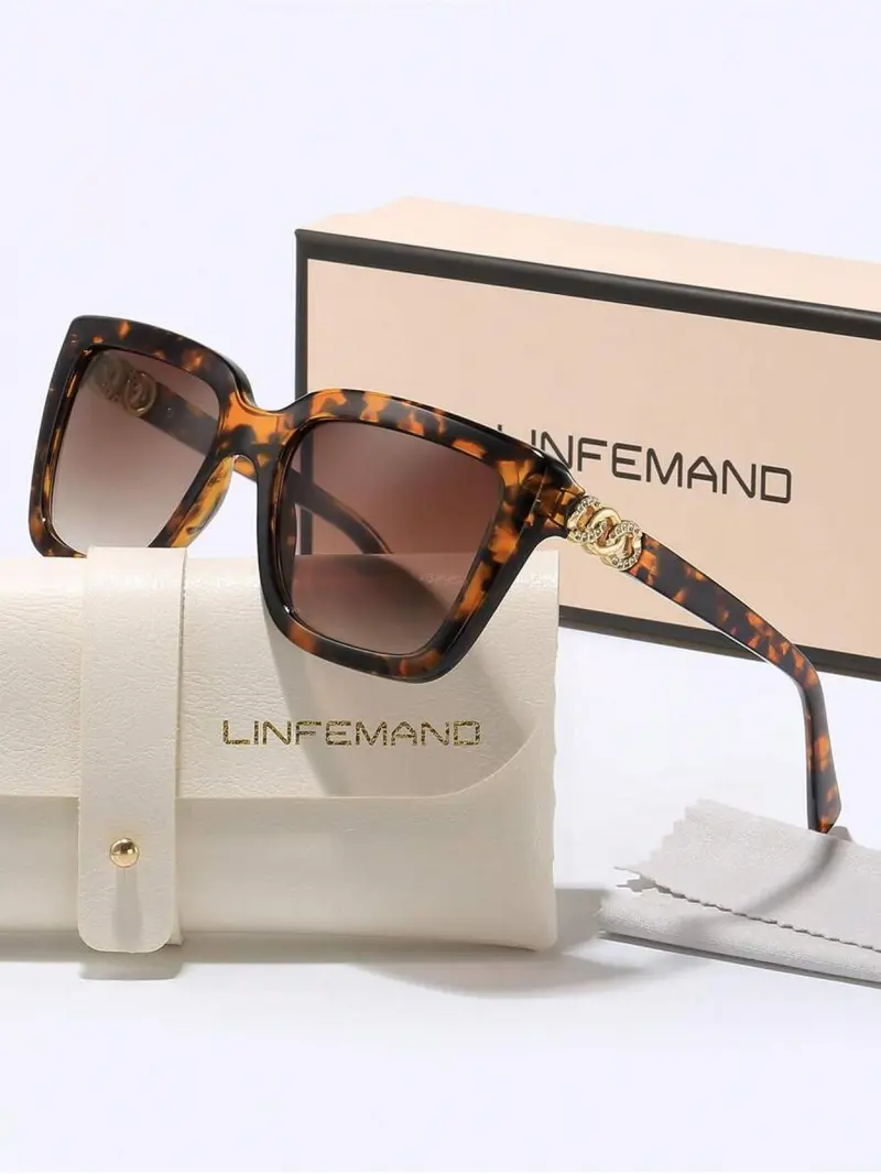 Lifemando Classic Square Frame Tinted Lens Sunglasses, Elegant Trendy Sunglasses for Women, Fashionable Shades for Everyday Use and Outdoor Activities, Summer Sunglasses, Sun Protective Sunglasses, Square Framed Sunglasses, Stylish Sunglasses