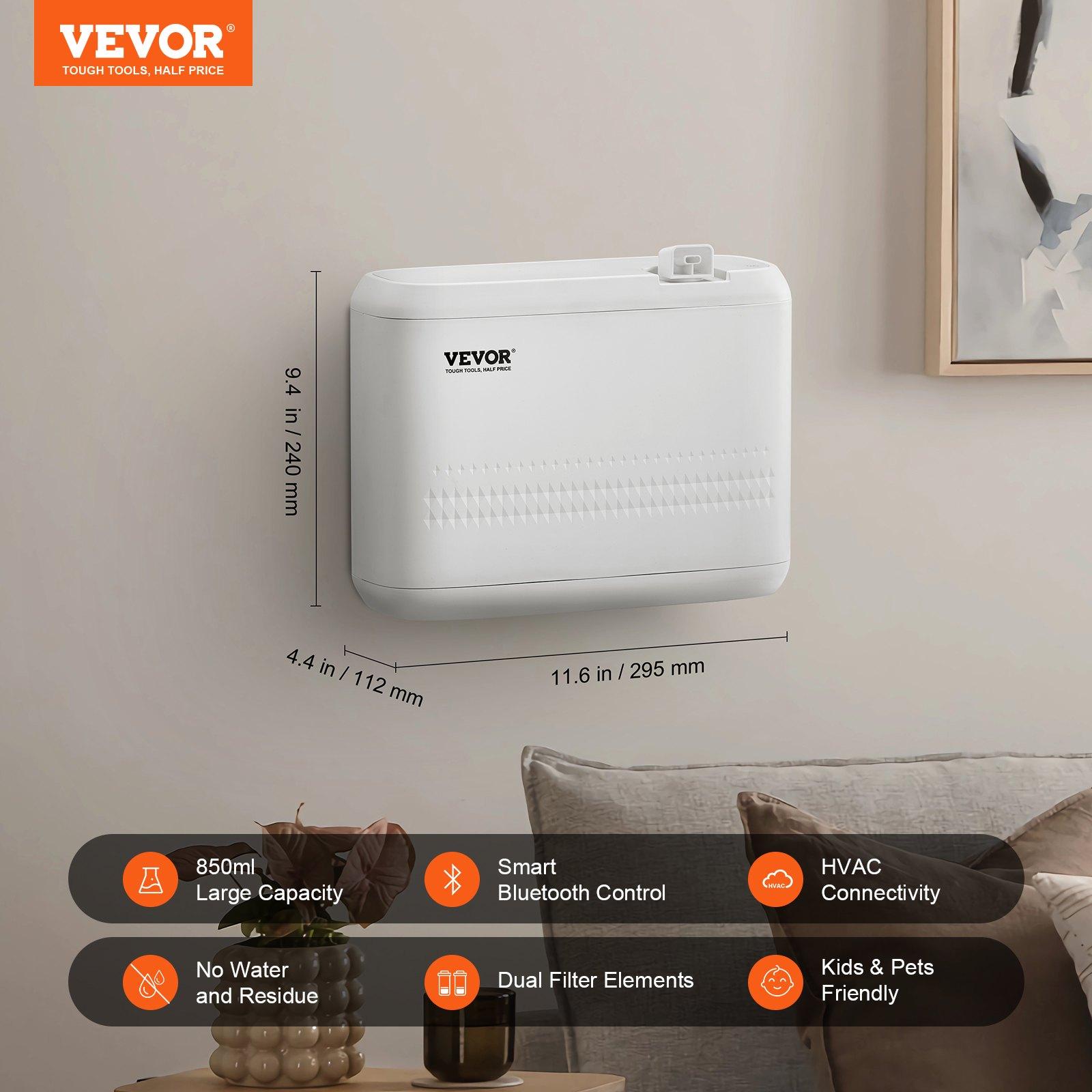 VEVOR Scent Air Machine, 850ml Bluetooth Smart Essential Oil Diffuser, 5000sq.ft Waterless HVAC Scent Diffuser with Cold Air Technology, Aromatherapy Diffuser Machine for Home, Office, Hotel VEVOR Scent Air Machine, 850ml Bluetooth Smart Essential Oil Diffuser, 5000sq.ft Waterless HVAC Scent Diffuser with Cold Air Technology, Aromatherapy Diffuser Machine for Home, Office, Hotel