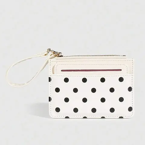 Y2K Polka Dot Mini Wallet Fashion PU Card Holder Card Organizer Cute ID Storage Bag Detachable Multi-Layer Ultra-Thin Card Wallet