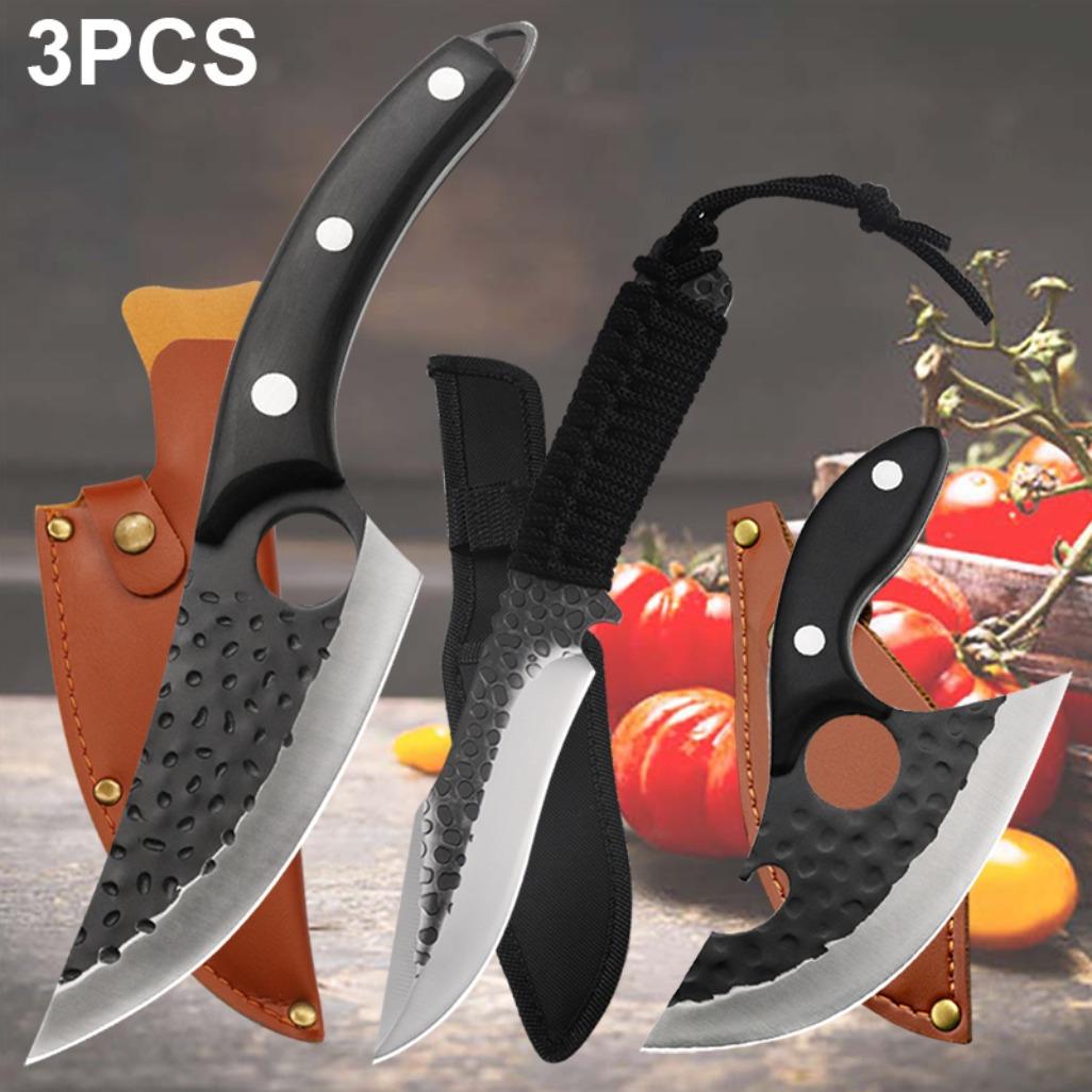 1/2/3PCS Stainless Steel Professional Chef Knife Multipurpose Kitchen Knives Set Boning Beef Camping EDC Unique Kitchen