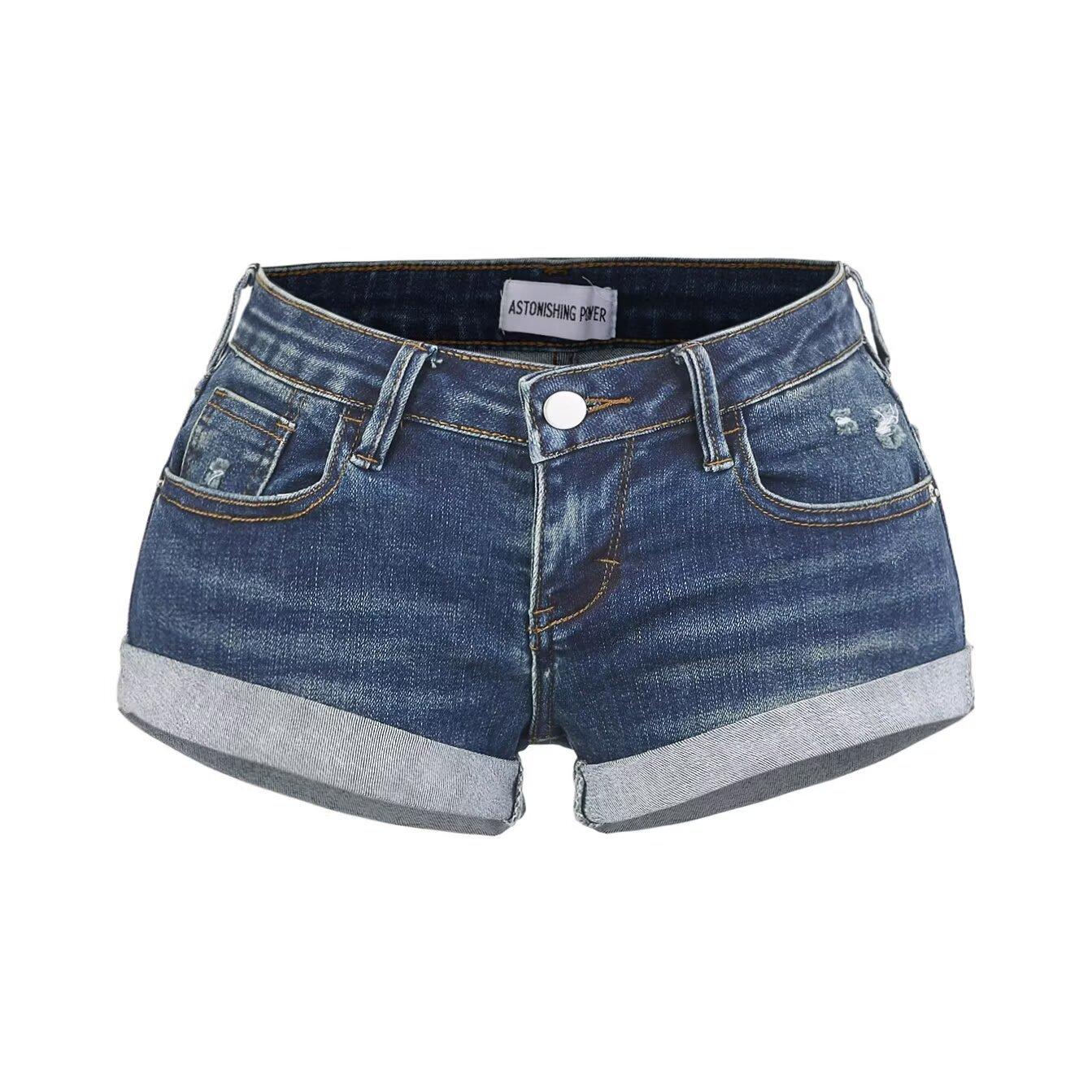 Trendy Low-Waist Denim Shorts for Women, Ultra Short Pants, Summer Beach Shorts, Slimming Effect Womenswear Bottom