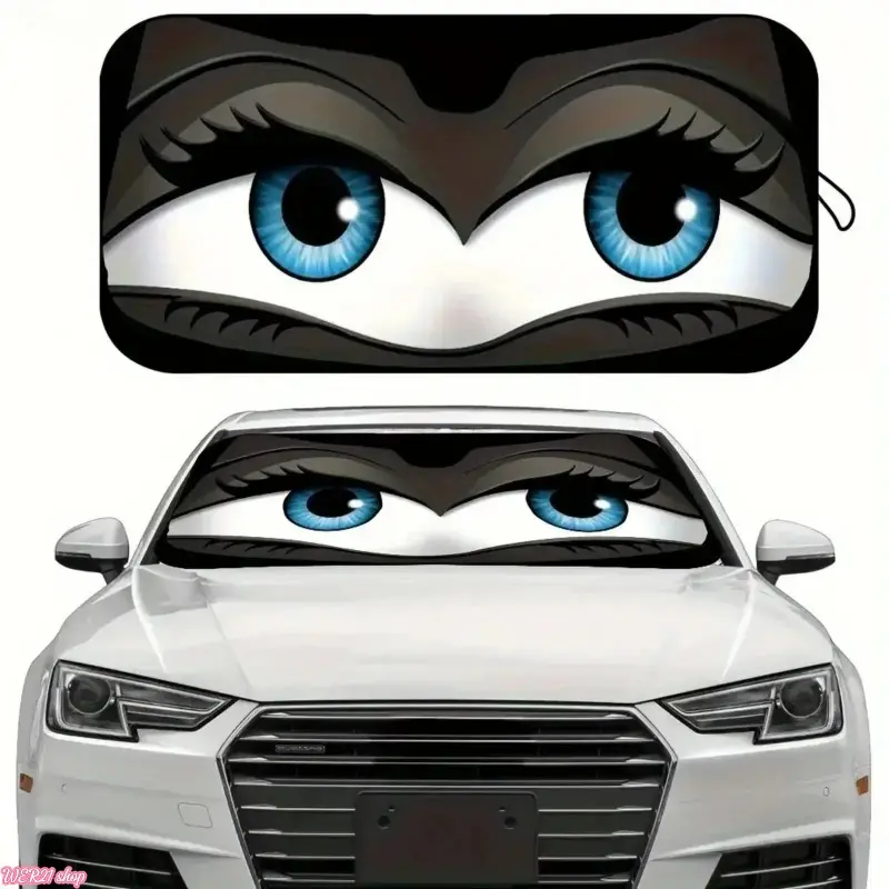 [useful]Cartoon Foldable Car Sunshade, Windshield Sunshade, Car Sun Shades, Summer Fun Automotive Car Accessory, Keeps Car Cool, UV Protection, Easy Install, Fits Most Cars and Small Suvs