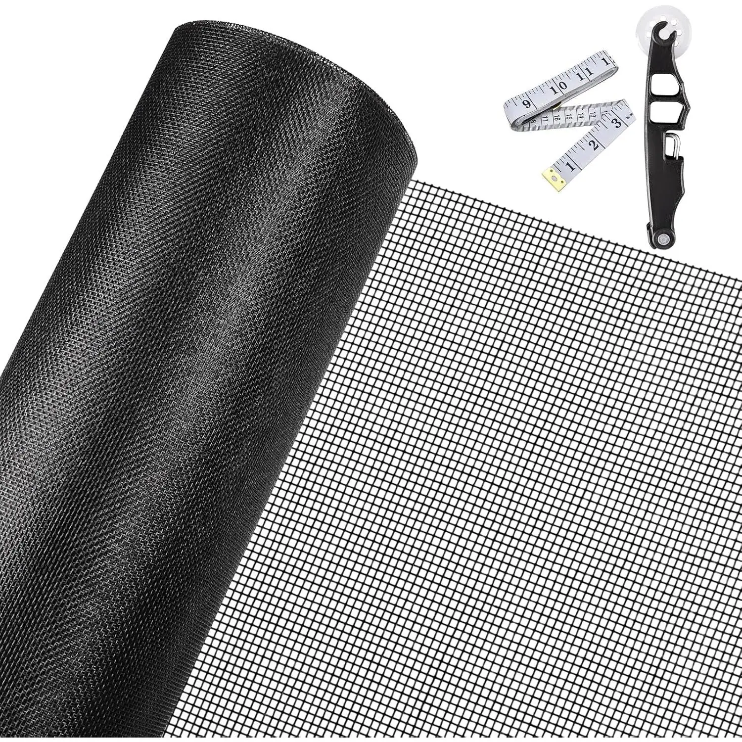 Fiberglass Window Screen Mesh Kit, 48"x130" Durable Mesh Window Screen for Patio Porch Door Windows, DIY Adjustable Screen Mesh Repair Kit