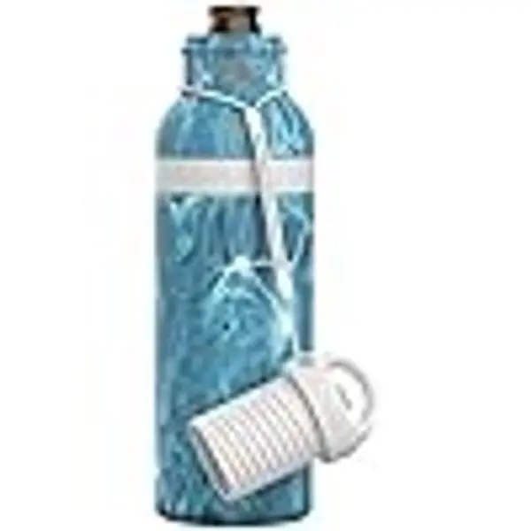 Double Walled Vacuum Insulated Bottle with Bottle Opener Built into the Tethered Cap 12oz Longneck Keeps Your Beer Cold Up To 6 Hours Aqua Blue