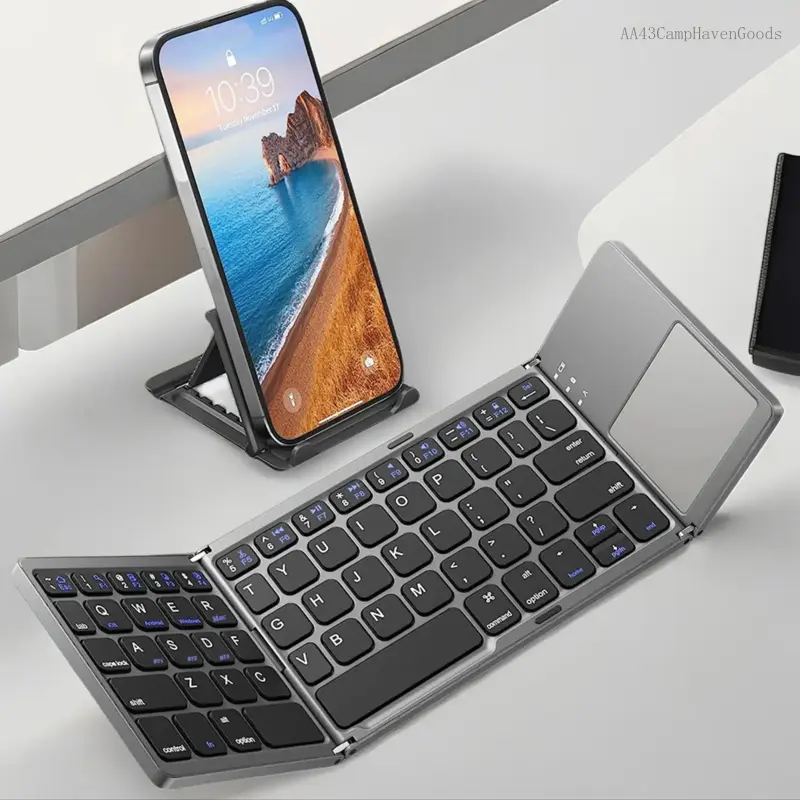 Ultra-thin Wireless Mini Bluetooth-compatible Keyboard, Foldable & Simple Design Tablet Keyboard for Household & Office, Durable KeyboardAA43CampHavenGoods