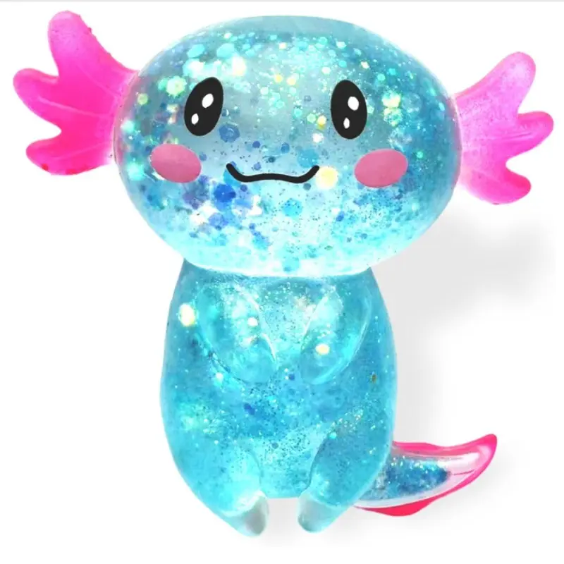1/2/3/4 count Viral Glitter Axolotl Squishy Stress Reliever Toy, Cute Clear Malt Sugar Fidget Squishies for Kids Adults, Sparkly Sequin Anxiety Relief Squeeze Toy, Party Favor Desk Sensory Fidget Toy, Soft Squishy Fidget