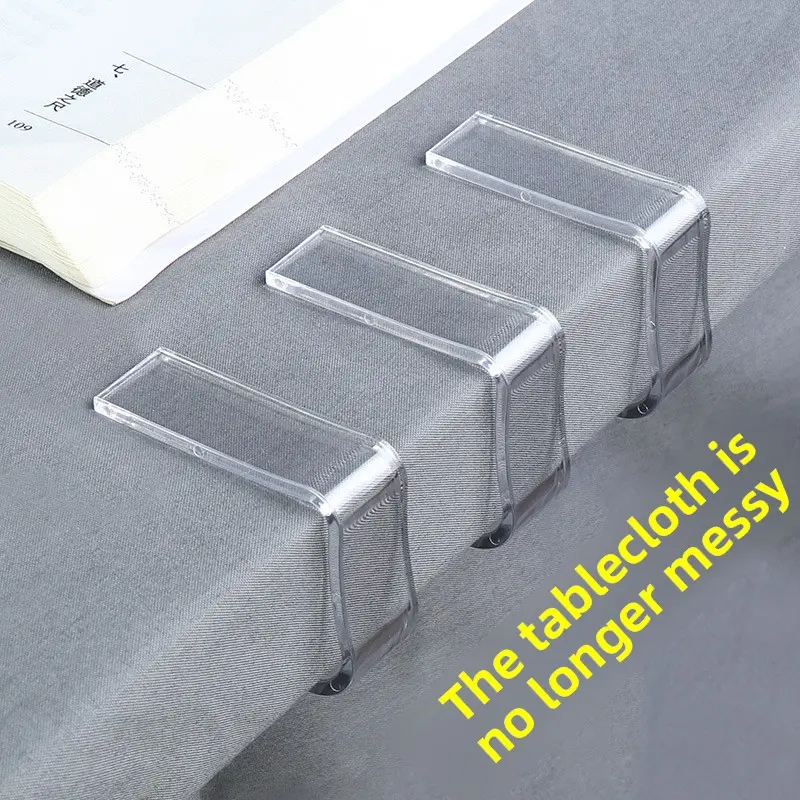 Clear Tablecloth Clips, Non-Slip Table Cover Holders, Transparent Tablecloth Grippers for Picnic, Dining & Outdoor Tables, Reusable