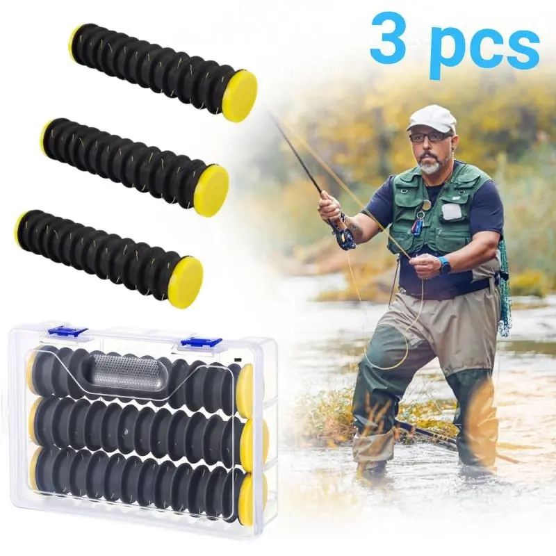 3pcs Fishing Line & Leader Organizer with Plastic Storage Box - 12-Slot Tangle-Free Leader Holder, Compact Tackle Box for Fishing Suitable for Christmas Angler Gifts & Tackle Organization