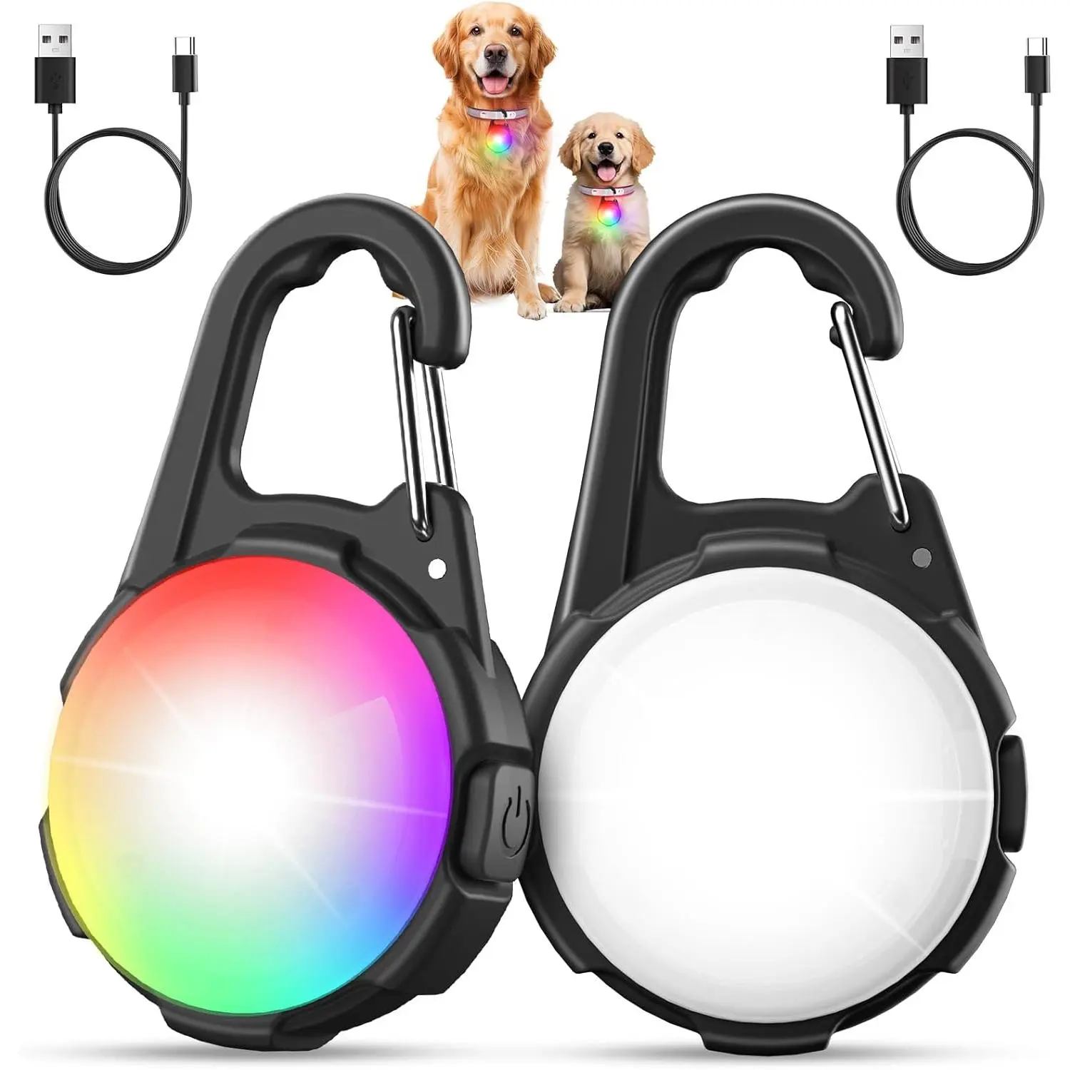 Dog Lights for Night Walking, 2 Packs LED Collar Light, 4 Modes Light for Walking at Night, Waterproof Dogs Walk Lights, Rechargeable Collar Lamp for Nighttime Clip On, for Running, Camping, Cycling