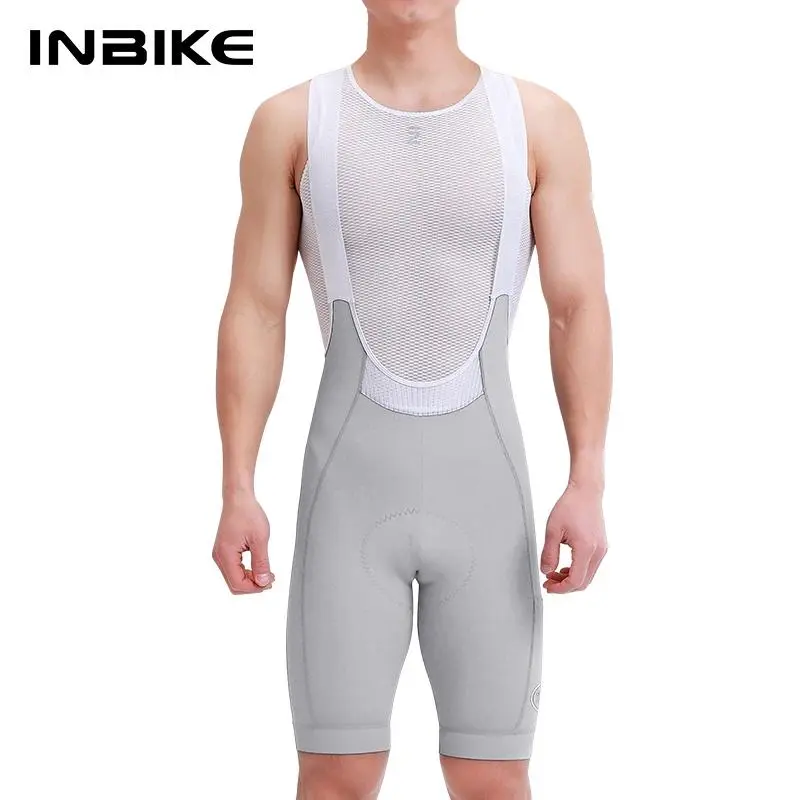 Men's High-Waisted Cycling Bib Shorts in Breathable Nylon Spandex with Side Pockets, Mesh Panels, and Reflective Details for MTB Riding