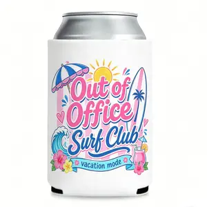 Durable "Vacation Mode" Can Cooler with Thermocooler Insulation – Great Koozie for Cans, Novelty Stocking Stuffer, Retirement Gag Gift or Party Favor for the Beach-Loving Friend