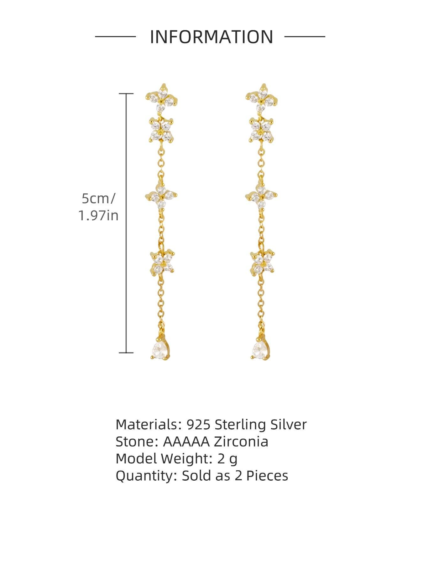 925 Sterling Silver Dangle Earrings, Elegant Chain Earrings for Women & Girls, Trendy All-match & Exquisite Jewelry for Birthday Gift