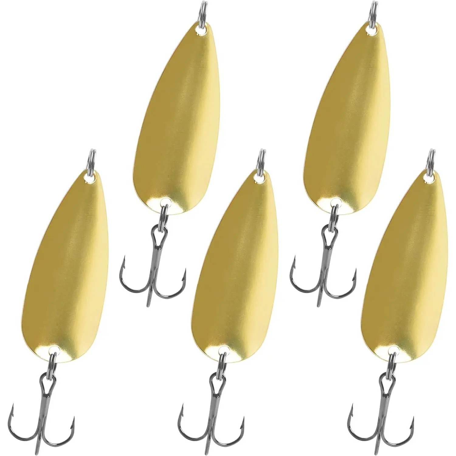 Fishing Spoons Lures, 5 count Metal Spoon Fishing Lures 1/8oz-1oz Spoon Lure with Treble Hooks for Trout Salmon Bass Walleye Saltwater Freshwater