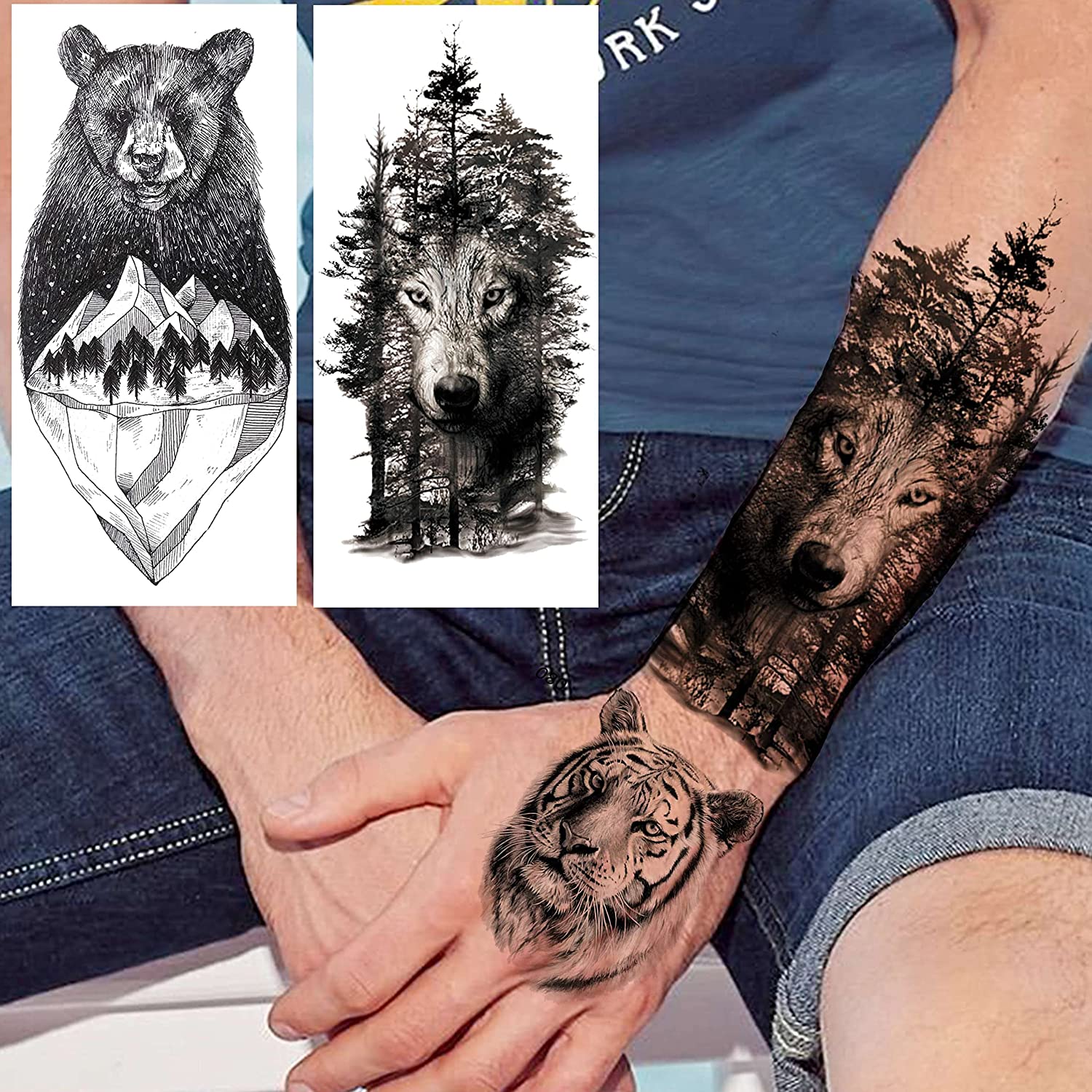 Animal & Figure Pattern Temporary Tattoo Sticker, 10pcs/set Realistic Fake Tattoo Decals, Waterproof Body Art Stickers for Women Men Animal & Figure Pattern Temporary Tattoo Sticker, 10pcs/set Realistic Fake Tattoo Decals, Waterproof Body Art Stickers for Women Men