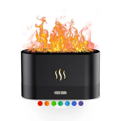 Colorful Flame Air Aroma Diffuser Humidifier, Upgraded 7 Flame Colors Noiseless Essential Oil Diffuser for Home,Office,Yoga with Auto-Off Protection 180mL