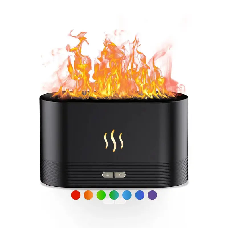 Colorful Flame Air Aroma Diffuser Humidifier, Upgraded 7 Flame Colors Noiseless Essential Oil Diffuser for Home,Office,Yoga with Auto-Off Protection 180mL