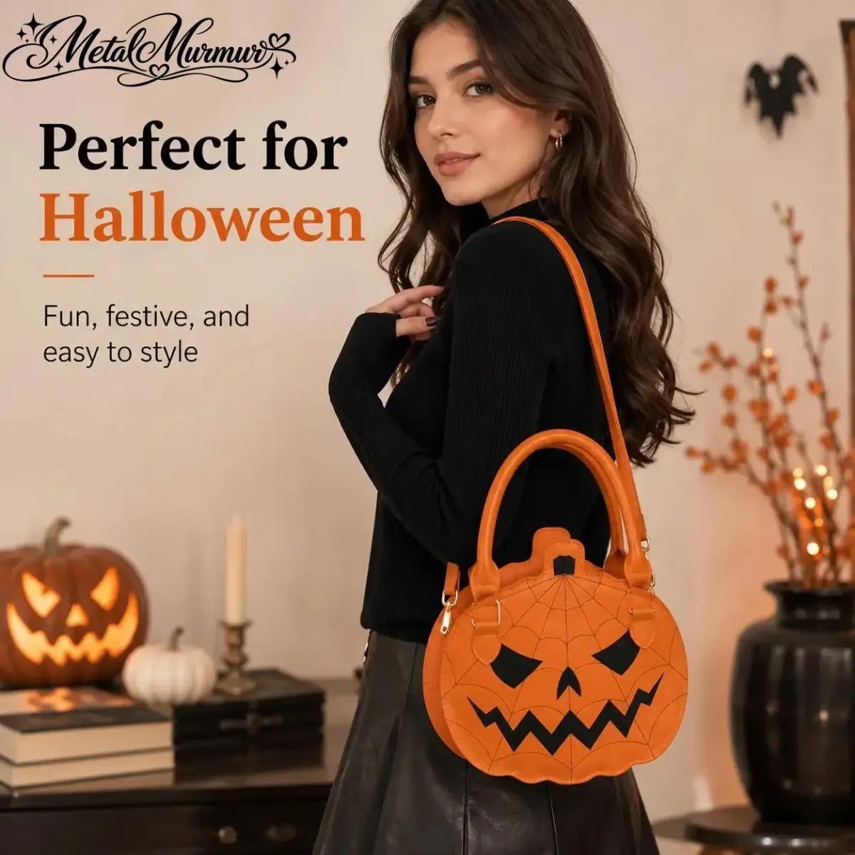 Halloween Pumpkin Crossbody Bag – Novelty Shoulder Handbag for Women