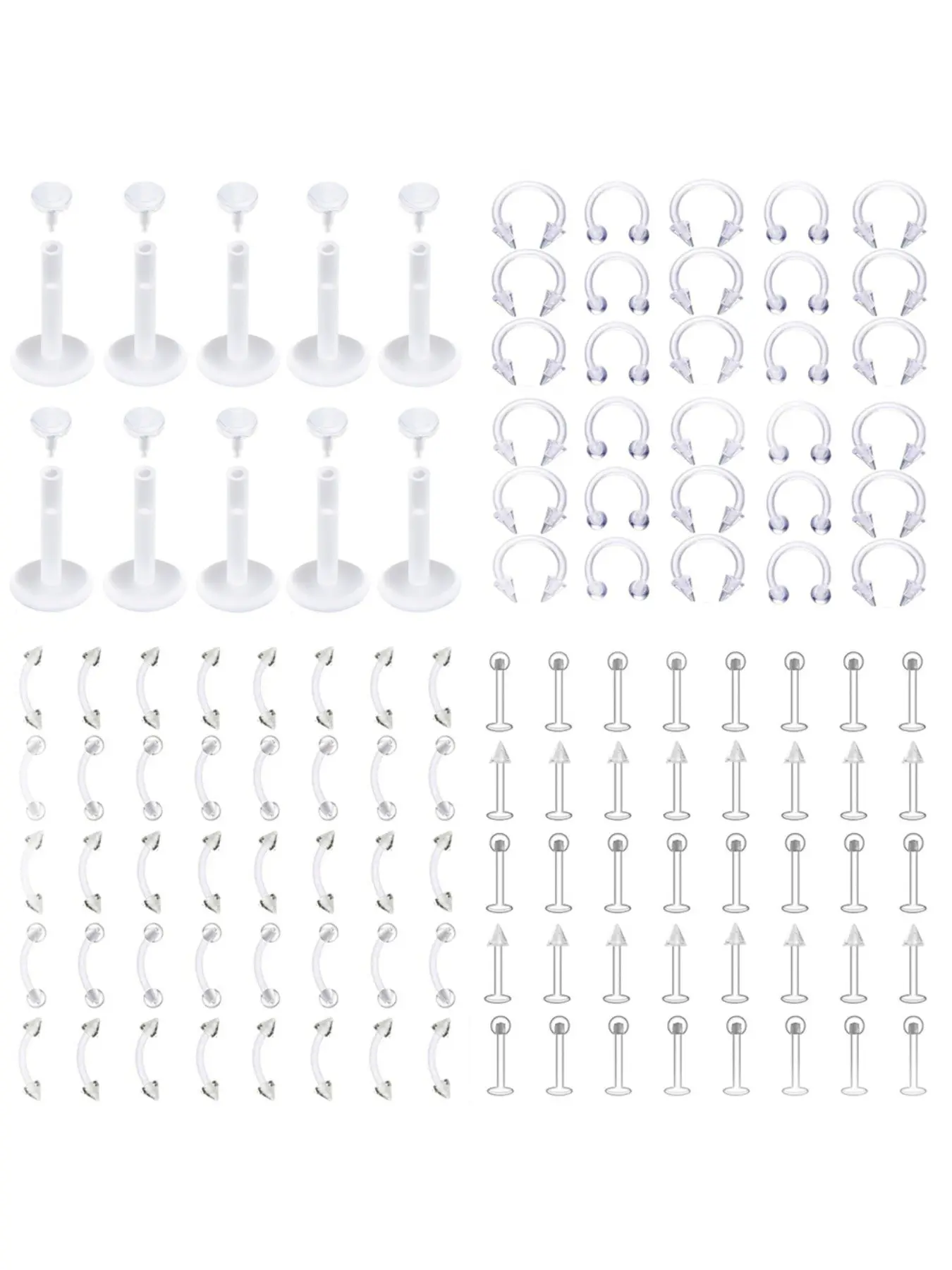 Varies Silicone Flexible Horseshoe Nose Eyebrow Ring Bar Ear Labret Monroe Lip Stud Retainer Piercing 16g 1.2mm