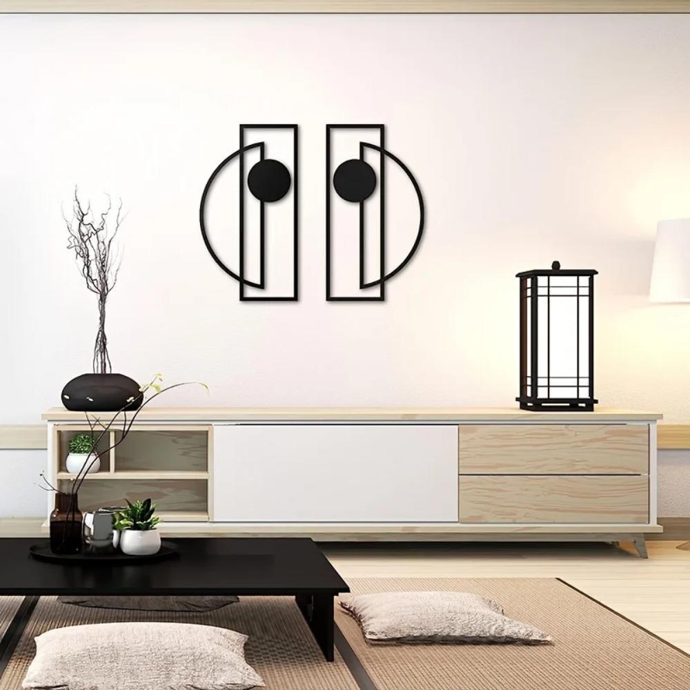 Geometric Line Pattern Wall Art, 2pcs/set Iron Wall Decor, Wall Art for Home Living Room Bedroom
