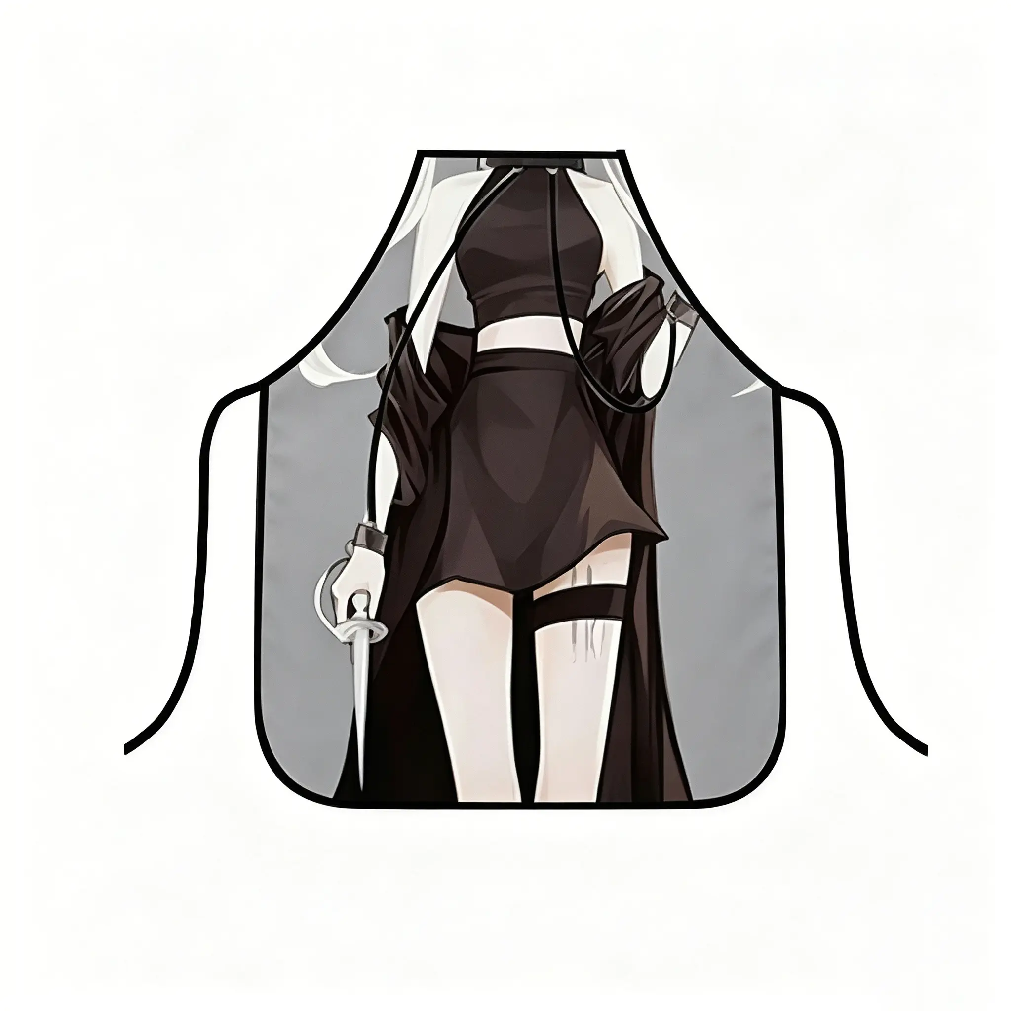 Dark Anime Assassin Girl Print Kitchen Apron, Waterproof Oilproof Cooking Apron, Adjustable Neck Strap BBQ Baking Grill Apron, Unique Gift for Anime Fans.1pc
