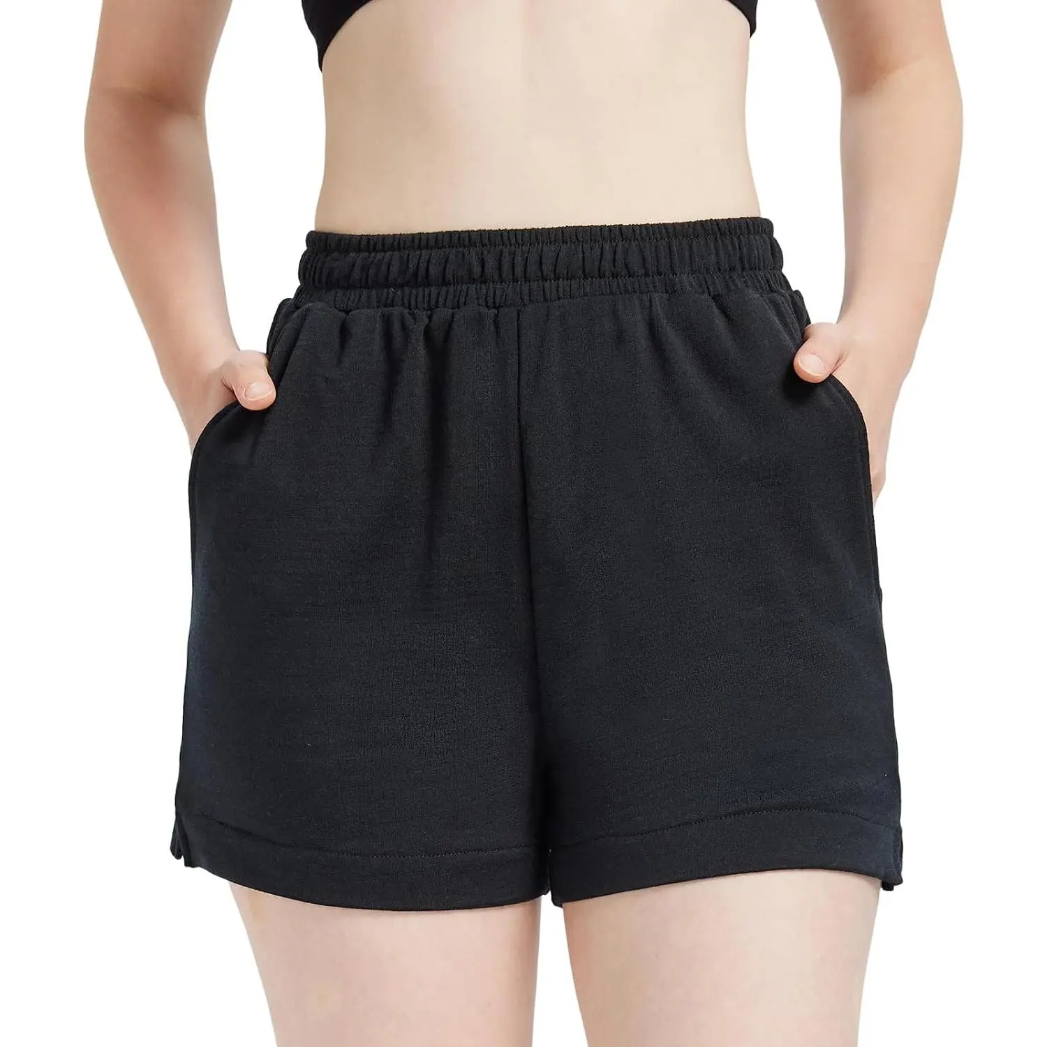 Women's Merino Wool Shorts - Womens Workout Gym Shorts with Pockets