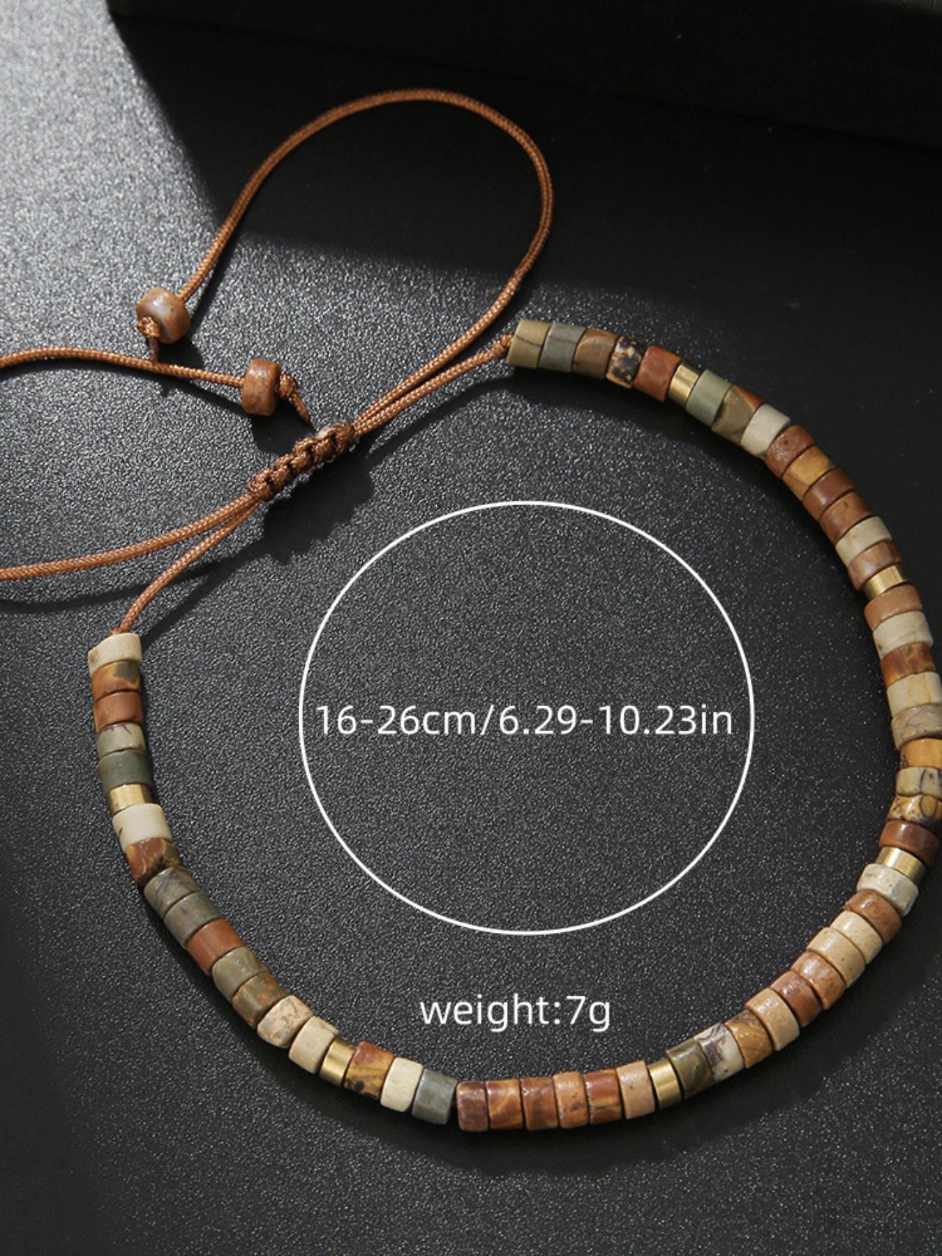 Boho Style Beaded Bracelet with Encouragement Card, Solstice Gemstone Bracelet, Fashion Drawstring Bracelet for Women & Girls, Trendy All-match & Exquisite for Birthday Gift