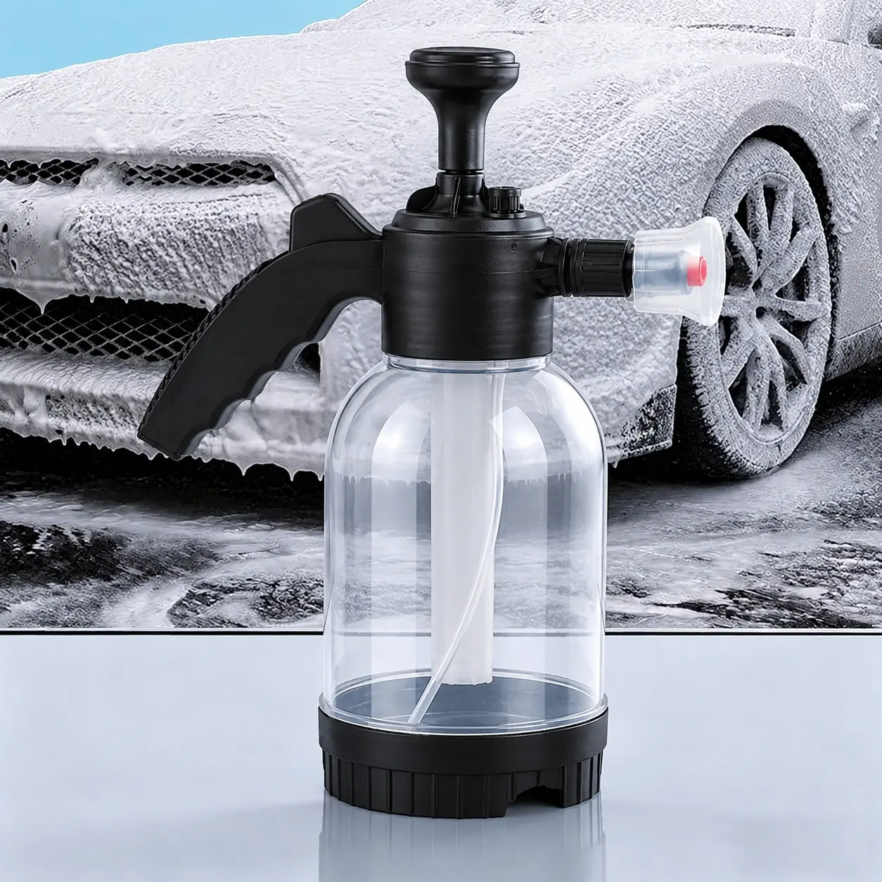Dual-Mode Manual Foam Sprayer, Hand Pump Pressure Spray Bottle with Large Coverage Area, Multi-Use Foam Sprayer for Car Washing, Car Detailing, Garden Maintenance & Household Cleaning