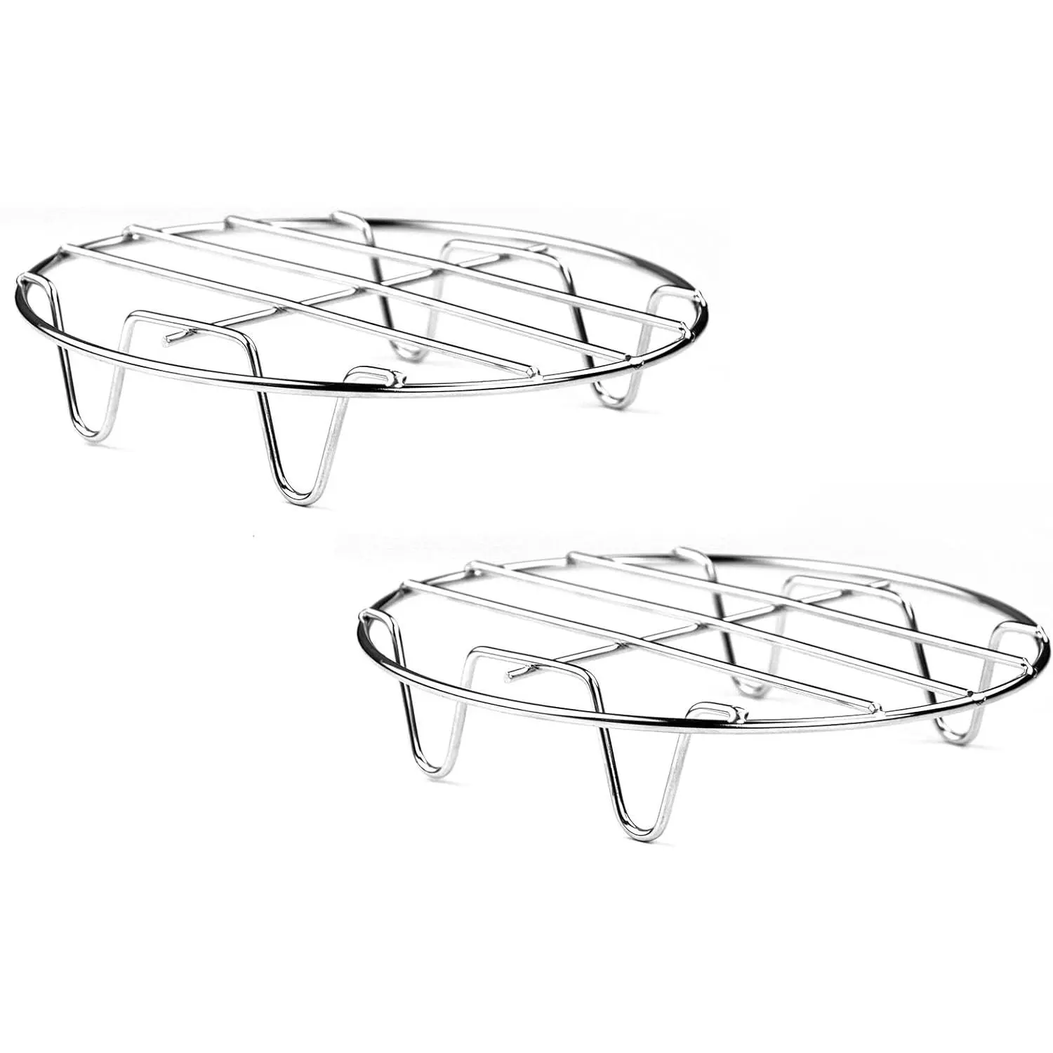 2 Pcs Steaming Rack, 5.9 Inch Round Shape Stainless Steel Steamer for Roasting Cooking, Cooling and Steaming in Kitchen and Outdoors (silver, 5.9 Inch)